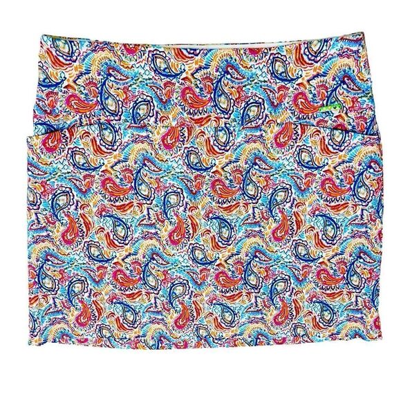 Swing Control Activewear Skirt Skort Paisley Print Golf Tennis Pull On Sz 14 - Picture 1 of 11